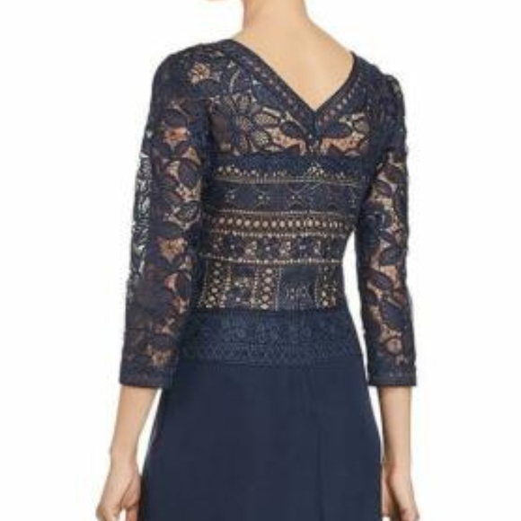 Tadashi Shoji Lace & Crepe A-Line Gown - Picture 4 of 7